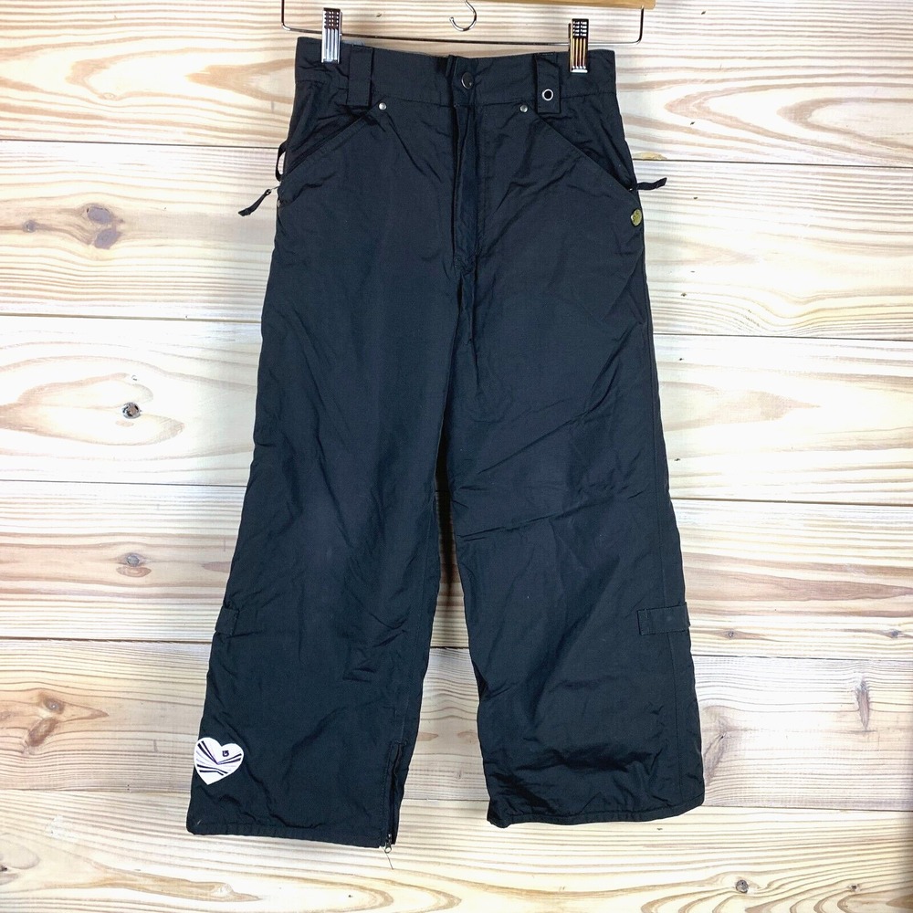 Burton Snowboarding Pants Girls Kids Medium Black Ski Snow Gear Y2K Heart‎ Logo